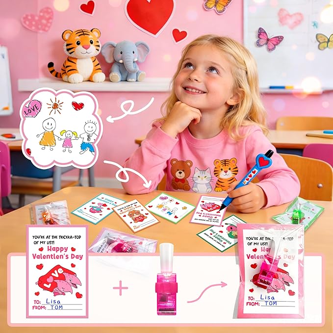 24 Pack Valentines Day Gift for Kids Boys Girls, Dinosaur LED Finger Lights with Cards, Glow in the Dark Toys, Classroom Exchange Prize, Goodie Bag Stuffers, Dino Valentine Party Favors