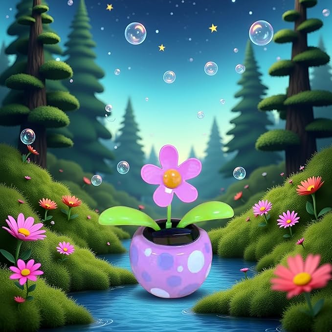 Pink Flower Solar Powered Dancing in Colorful Shape Flip Flap Animated Bobblehead Dancer Window Sun Catcher Car Dashboard Decor Solar Power Kits,Learning and Education