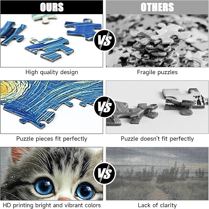 Cute Snowy Cat Puzzles for Adults 1000 Pieces, Winter Snowy Kitten Animal Jigsaw Puzzle with Letters on Back, 20x28 Inch Wall Art, Relaxing Family Game, Easter