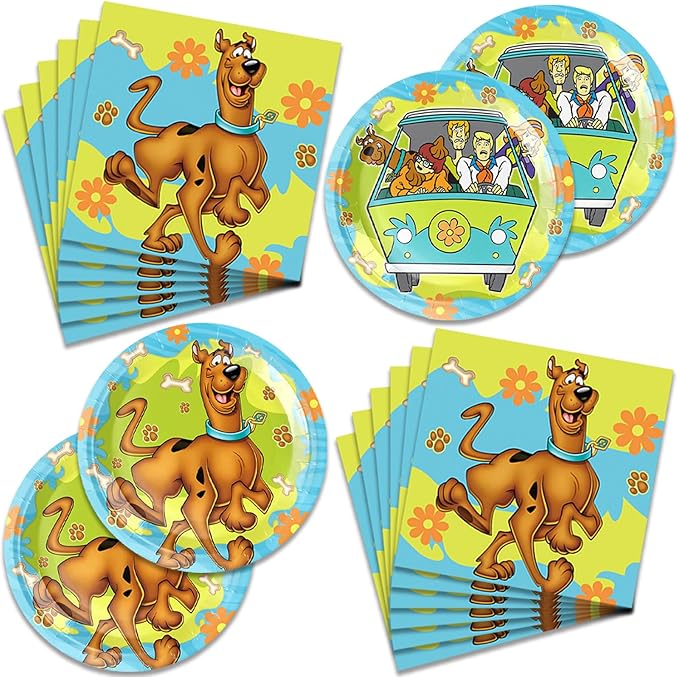 40PACK Scooby Party Supplies include 20 plates, 20 napkins for the Scooby birthday party decoration