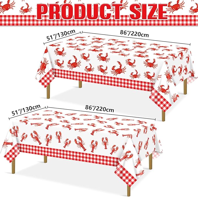 Seafood Boil Party Tablecloths, 4 Pcs Disposable Crawfish Crab Boil Table Cloths for Seafood Theme Party Supplies Dining Kitchen Decorations, 51 x 86 inch
