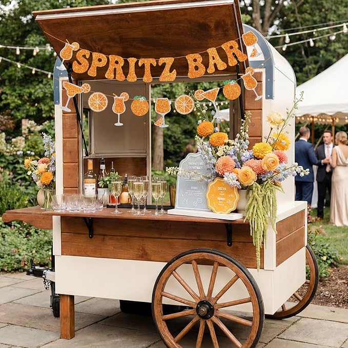 Maitys Spritz Bar Banner Margarita Party Decoration Orange Citrus Cocktail Garland Lemon Citrus Birthday Party Decor Glitter Letter for Bridal Shower Bachelorette Wedding Supplies