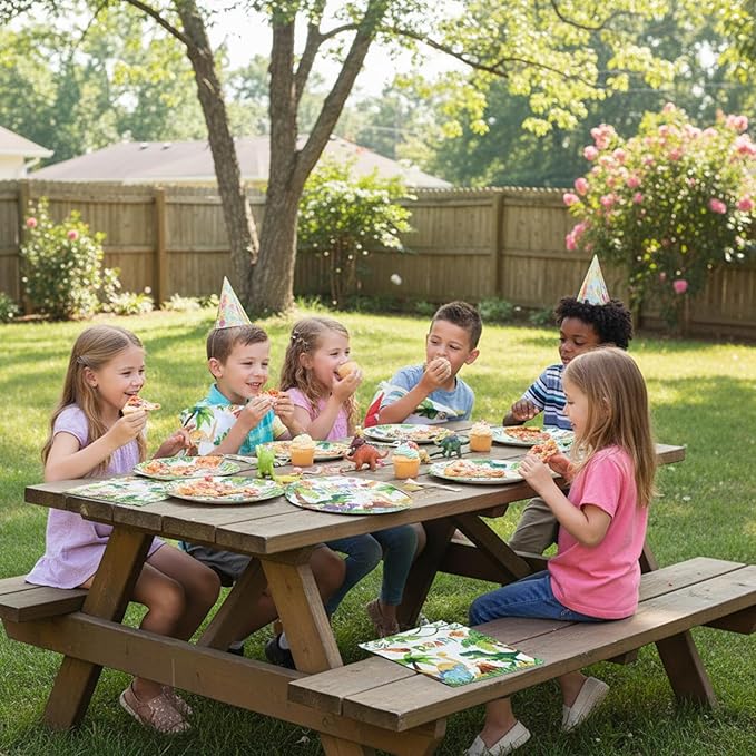 40 Pcs Dinosaur Plates and Napkins, Watercolor Dinosaur Birthday Party Supplies, Theme Party Decoration, for Boys Kids