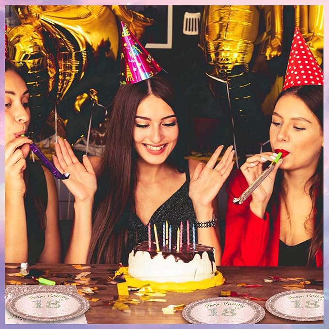 40PCS 18th Birthday Decorations for Girls Rose Gold Birthday Party Decorations Supplies Included Paper Plates and Napkins Happy 18 Years Birthday Party Tableware Set for 24 Guests
