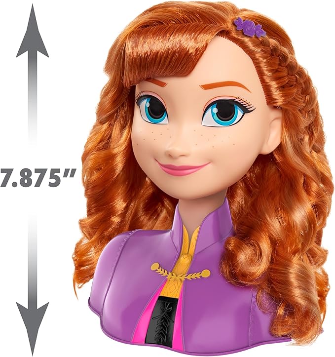 Disney’s Frozen 2 Anna 7.5-inch Styling Head, 17-Pieces, Dress Up and Pretend Play, Kids Toys for Ages 3 Up by Just Play