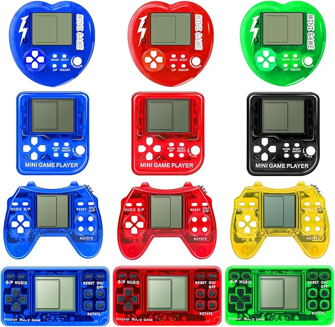 12Pcs Video Game Party Favors, Valentines Day Gifts Mini Video Game Birthday Decorations Game Keychains, Return Gifts for Birthday Party Supplies for Kids Classroom Prizes