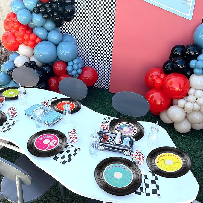 60 Pcs Rock Record CD Plates - 9 inch 1950's Retro Record Disco Plates for Rock Music Birthday Supplies Disco Birthday Party Decorations