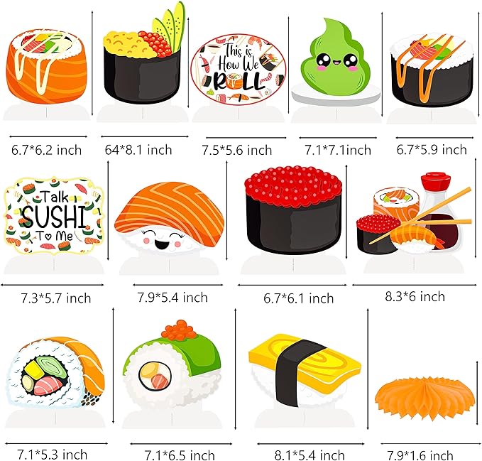 Sushi Honeycomb Centerpieces Japanese Sushi Party Decorations Sushi Birthday Party Table Centerpieces for Let's Roll Sushi Baby Shower Supplies