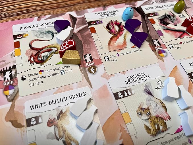 Stonemaier Games: Wyrmspan Resource and Coin Upgrade Pack | Metal Coins and Wooden Resources | 45 Double-Sided Metal Dragon Coins and 104 Wooden Resources (Meat, Gold, Gem, and Milk) - Add to Wyrmspan
