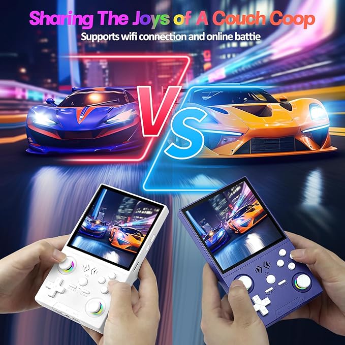 XF40V Retro Handheld Game Console, Retro Gaming Console 4.0'' IPS Screen Linux System Built-in 64G TF Card, Open Source Linux System, Preloaded 20000+ Classic Games, Portable Video Gaming (White-64G)