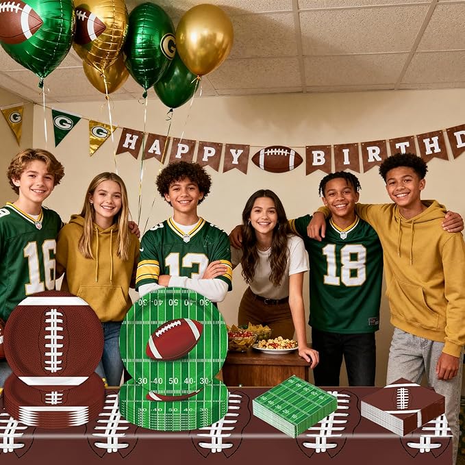 Football Party Supplies Kit, Serves 50 Football Party Decorations Includes Dinner Plates, Dessert Plates, Napkins Perfect for Football Birthday Game Day Tailgate Decorations