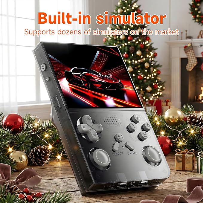 R40 Retro Handheld Game Console with Storage Case - Open Source System,3.5" IPS Screen, 18,000+ Classic Games, 128G TF Card, 3000mAh Battery, Portable Gaming Player for Travel, Black