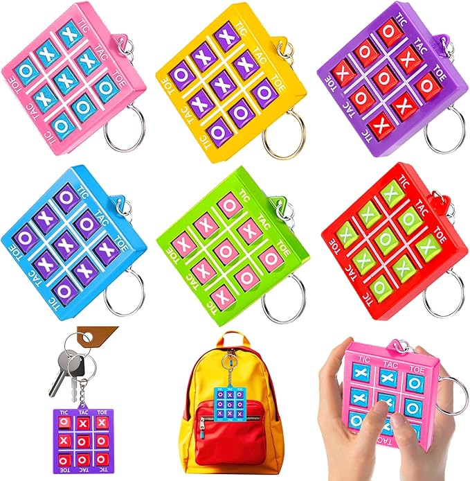 24PCS Tic Tac Toe Game Birthday Party Favors Goodie Bags Easter Basket Stuffers for Kids 4-8 8-12 Classroom Treasure Chest Carnival Prize Box Toys Bulk Keychain Pinata Filler Return Gifts for Girl Boy