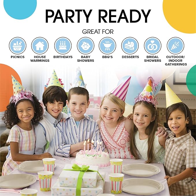 Exquisite Party Solids Light Blue Plastic Plates For Party Supplies 9" Light Blue Disposable Plates Heavy Duty 50 Pcs Plastic Dinnerware Sets Heavy Duty 350 GSM Disposable Dinnerware Set