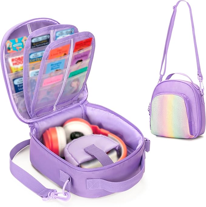 Carrying Case Compatible with Yoto Mini (2024 Edition), Card Holder Hold Up to 30 Cards, Travel Storage Bag for Audio Music Player & Headphone Accessories, Purple (Bag Only) Patented Design