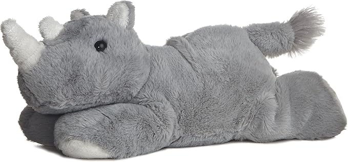 Aurora® Adorable Mini Flopsie™ Rhino Stuffed Animal - Mini Companions Ready for Playful Adventures - for Kids All Ages, Toddlers, Adults, and Families - Gray 8 Inches