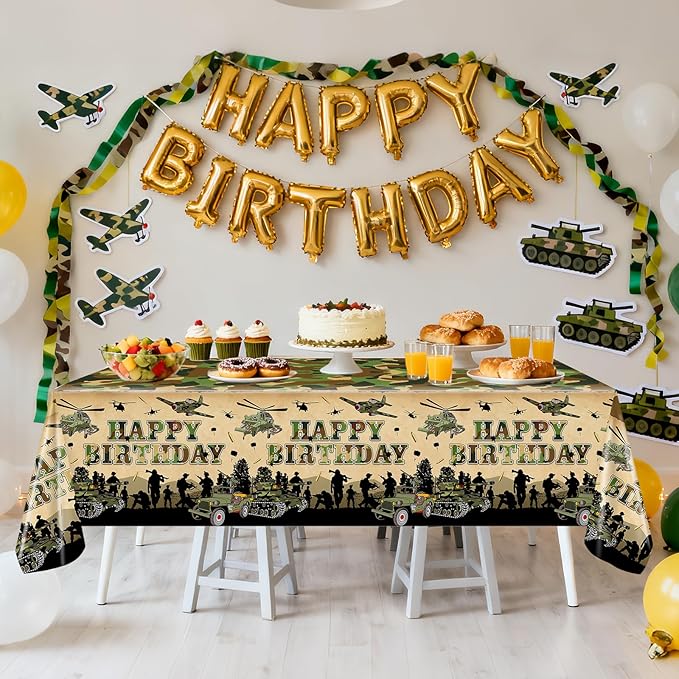 Avezano 3 pcs Camo Birthday Party Decorations Camouflage Tablecloth Plastic 108x54 Soldier Military Theme Party Supplies Cake Table Decor Supplies