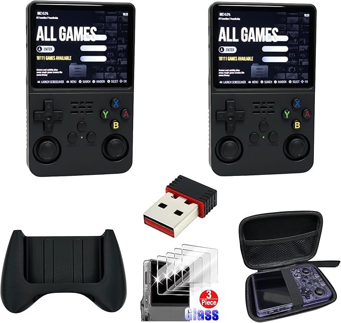 BitBox R36S ArkOs Authentic Retro Handheld Arcade Console - Built-in 20,000 Games & 64GB, 3.5 Inch IPS Screen, Ready to Play! (Black 128gb Multiplayer MAX Bundle)