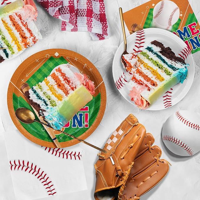 Baseball Party Supplies Kit for 50 - Complete with Dinner & Dessert Plates and Napkins- Baseball Birthday & Gameday Celebrations -Baseball Party Decorations &