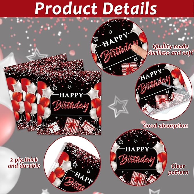 gisgfim 96 Pcs 18th Birthday Party Supplies Paper Plates Napkins Time To Adult Red Black 18 Years Old Birthday Party Dinner Dessert Tableware Set 18th Decorations Favors for Boys Girls Serves 24