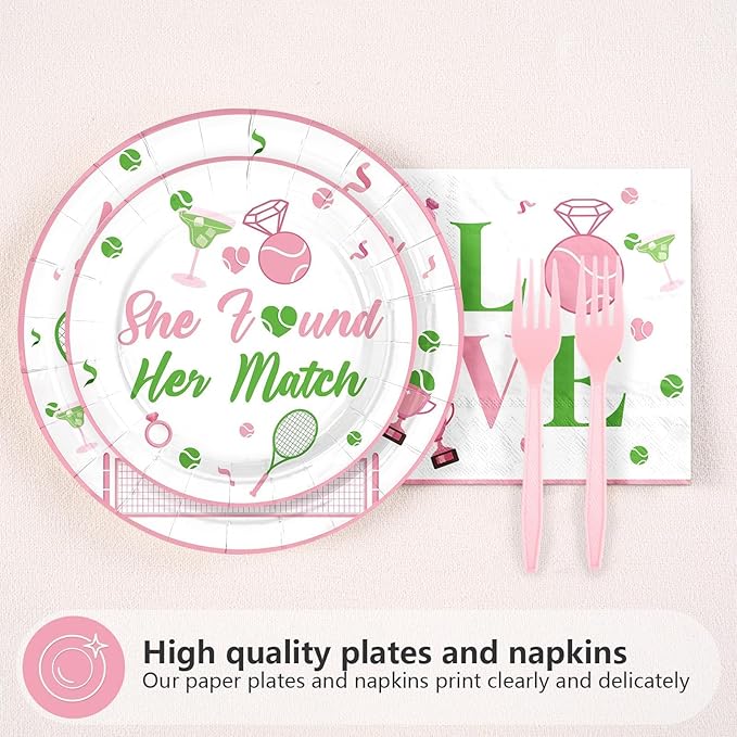 Tennis 96Pcs Bachelorette Party Decorations Last Swing Before The Ring Plates and Napkins Tennis Themed Tableware for Bridal Shower Bride To Be Wedding Bachelorette Party Supplies Serves 24