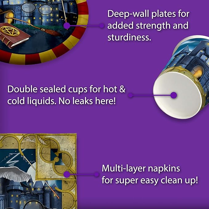 Wizard Castle Birthday Party Supplies Set Plates Napkins Cups Tableware Kit for 16