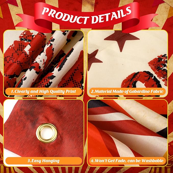 Halloween Welcome to The Carnival Banner Carnival Outdoor Decorations Circus Party Supplies Background for Vintage Circus Theme Party Decorations Birthday, 71 x 35 Inch