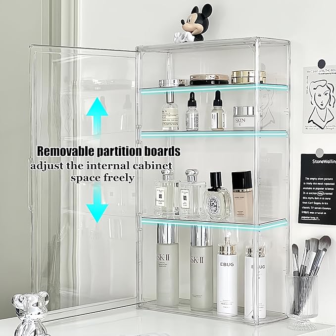 Wall Mountable 6-Tier Acrylic Display Case - Slim 14cm Depth for 100+ Mini Figures, Magnetic Door & Removable Shelves for Bobbleheads, Stackable Dust-Proof Cabinet (Extra Large(14.17*5.5*23.6in))