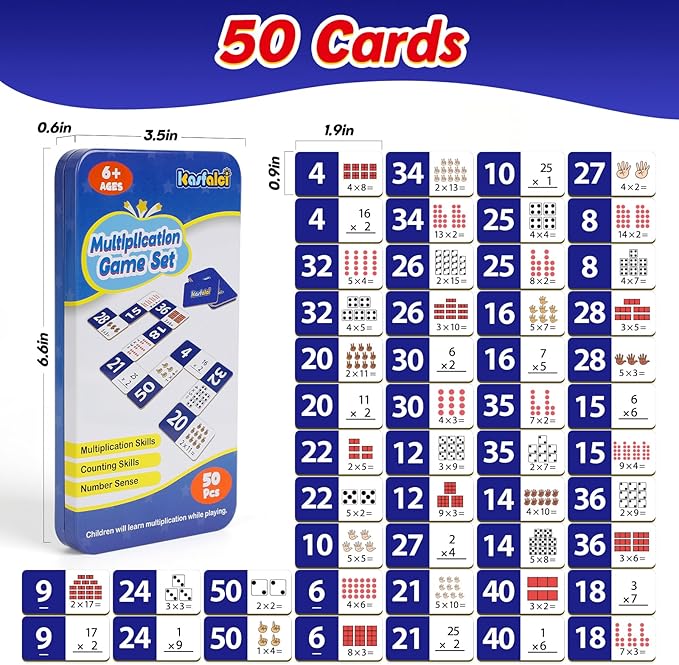 Multiplication Dominoes Set,Math Manipulatives Games for Kids,Counting Toy,Learning Games,Preschool Learning Activities,Homeschool Supplies,Kindergarten Classroom Must Haves,1st 2nd 3rd Grade