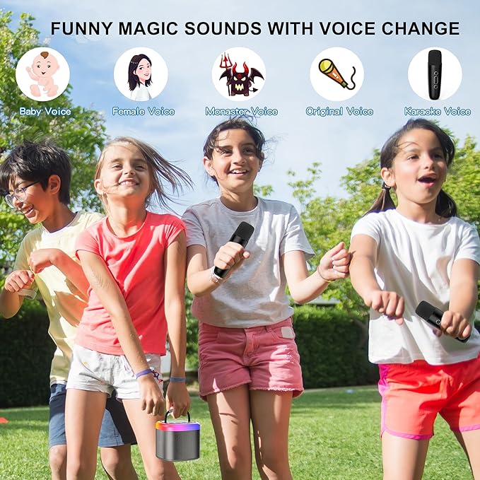 Mini Karaoke Machine for Kids: Portable Bluetooth Speaker with Wireless Microphone for Kids & Adults - Ideal Christmas Easter Birthday Gift Music Toys for Girls Boys Aged 4 5 6 7 8 9 10 11 12+