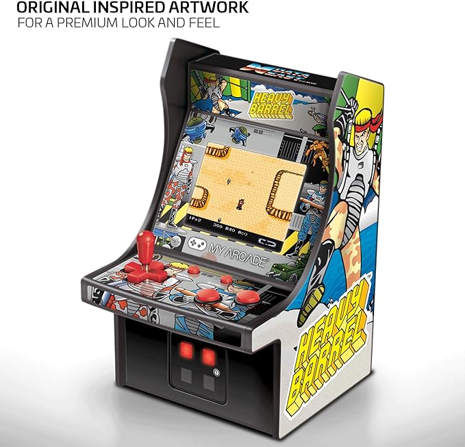 My Arcade Micro Player Mini Arcade Machine: Heavy Barrel Video Game, Fully Playable, 6.75 Inch Collectible, Color Display, Speaker, Volume Buttons, Headphone Jack - Electronic Games,DGUNL-3205