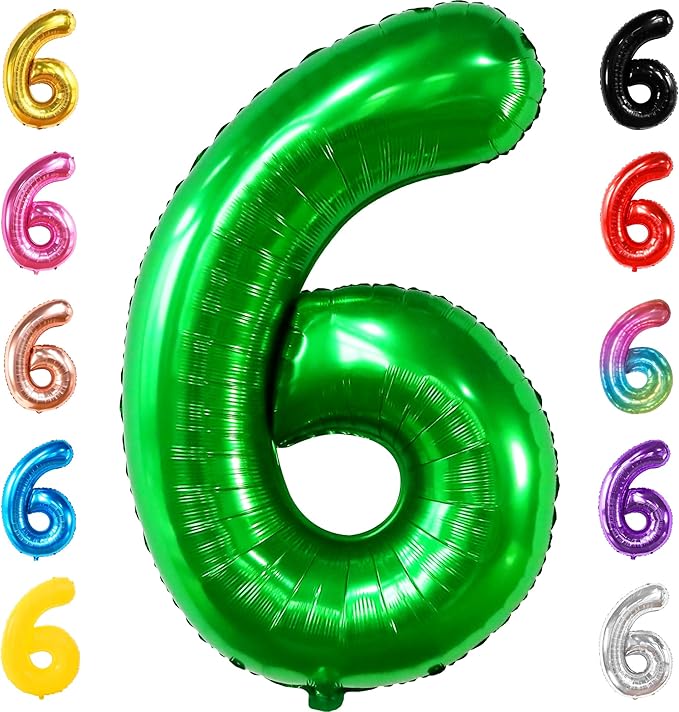 KatchOn, Giant Dark Green Number 6 Balloon - 40 Inch | 6th Birthday Balloons for 6th Birthday Decorations | 6 balloons for Birthday | Six Balloon Number | 6 Year Old balloon for 6 Year Decorations