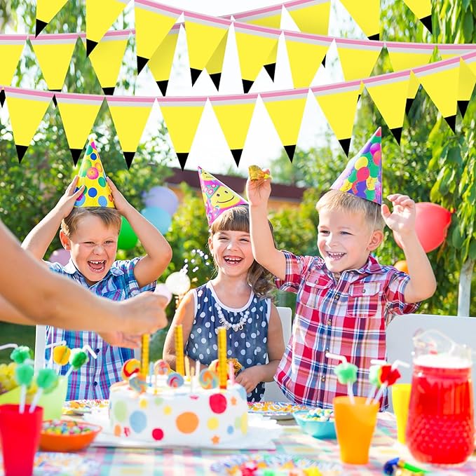 Tiamon 5 Pcs Pencil Pennant Banner Flags 10 Feet Back to School Pencil Decorations First Day of School Decorations Paper Garland Triangle Flags for Classroom Ceiling Teacher Office Hanging Decor