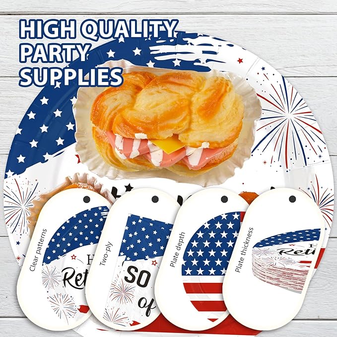168Pcs We Are So Proud of You Party Supplies Military Happy Retirement Plates Napkins Cups Forks Knives Spoons Red White Blue Paper Tableware for Retirement Veterans Day Supplies Serves 24