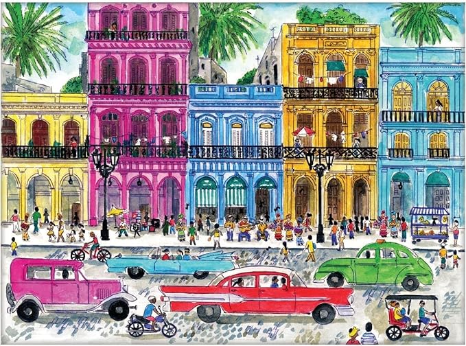 Galison Michael Storrings 1000 Piece Cuba Jigsaw Puzzle for Adults and Families, Illustrated Art Puzzle with Cuban Art Deco Scene