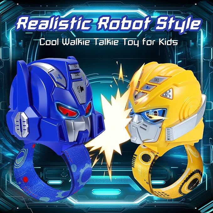 Vvinca Transform Toys Walkie Talkies for Kids 4 Pack - Cool Robot Toys&Shark for Boys Age 3-5 5-7 8-12 Christmas Birthday Gifts for Toddlers Adjustable Strap Clear Sound Camping Outdoor