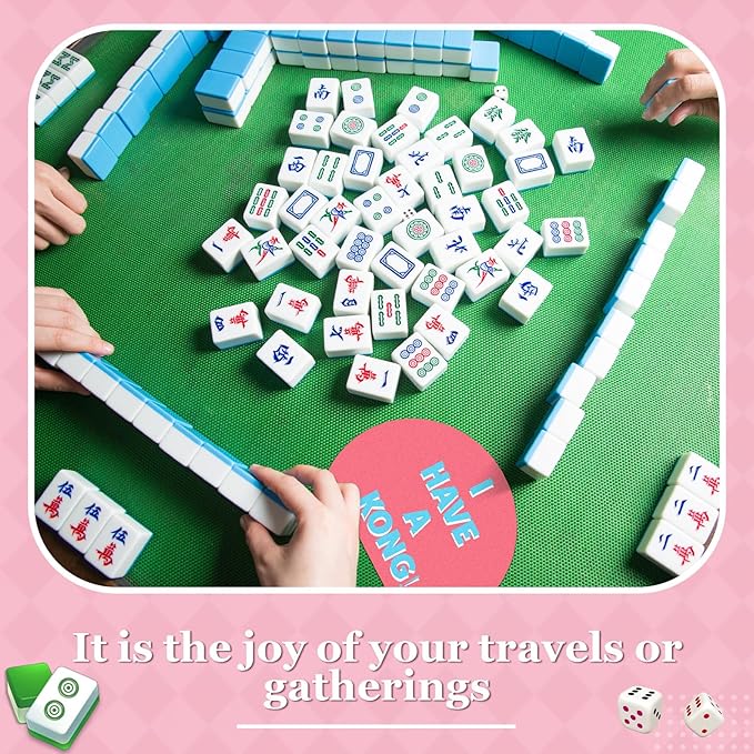 Soulchen 2 Pcs Mahjong Tile Mixer Shufflers for Mixing and Shuffling Tiles Plastic Mahjong Accessories Gifts for Lovers Games Decorative Printed Design (Pink Semicircle Style)