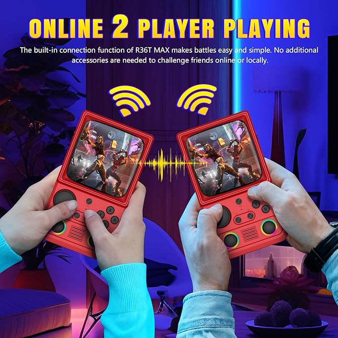 R36TMAX Upgraded Retro Handheld Game Console with 4000mAh Battery, 4.0'' IPS Screen, Retro Gaming Console with Portable Case, Supports WiFi Networked Fighting and OTG (Classic Red)