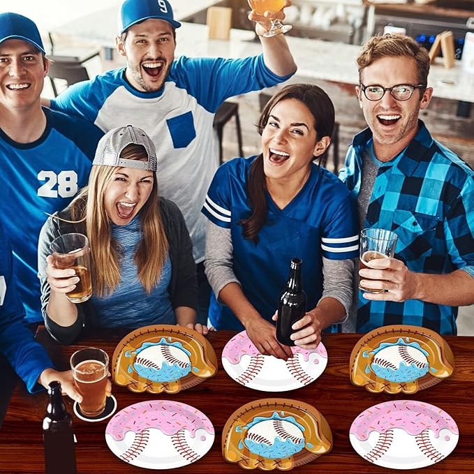 50Pcs Ice Cream Drip Baseball Paper Plates Sports Themed Birthday Party Decorations 9 Inch Baseball Ice Cream Theme Dinner Plates Disposable Tableware for Birthday Team Celebration Game Day Supplies