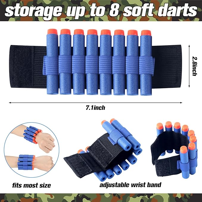 Sosation 16 Sets Kids Tactical Vest Compatible with Nerf Party Favor Accessories, Face Mask Wrist Ammo Holder Toy Gift Supplies Boys (Orange and Blue)