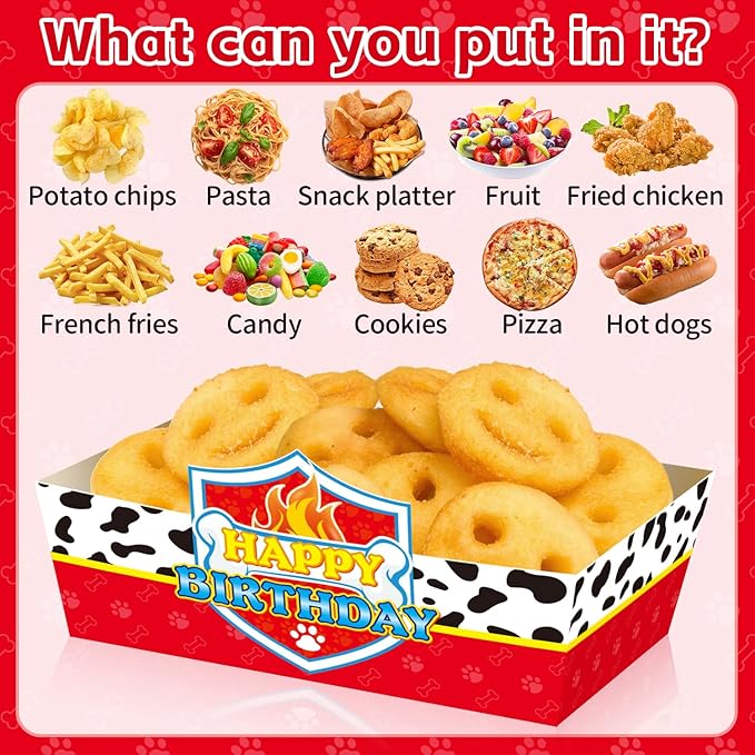 25Pcs Dog Paw Disposable Paper Food Trays for Dog Paw Theme Birthday Party Supplies Baby Shower Decorations
