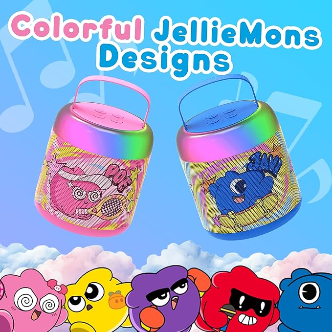 Jellie O-K Kids Wireless Karaoke Speaker with Handheld Microphone, Portable, Premium Sound, Cute Characters, Fun for The Whole Family. (Blue)