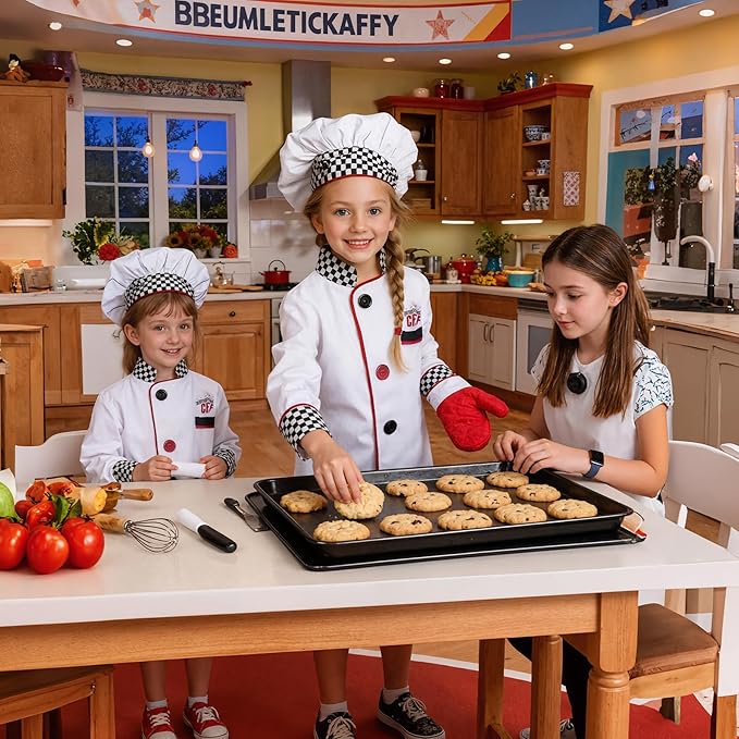 Kids Chef Costume Boys Role Play Costume Pretend Play Chef Costume for Boys and Girls 3-8T