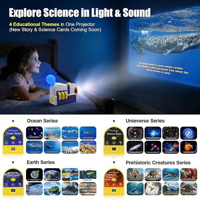 LUXONIC Story Machine Projector for Kids,Storytelling Machine, Storytime Projector with 32 Educational Story Films,Night Lights Storybook,Audio Play,Eye Protection,Toddler Toys,Gift for Kids Ages 3+
