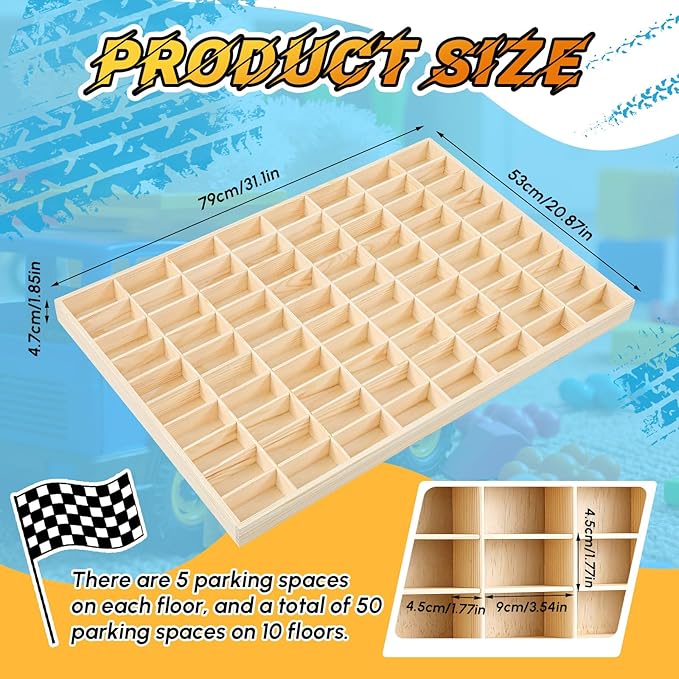 Hot 1/64 Diecast Wheels Display Case Holds Toy Cars Wooden Wall Mount Car Display Shelf Storage Organizer Case for Toy Collectibles, Wheel, Model, 10 Layers (80 Spaces)