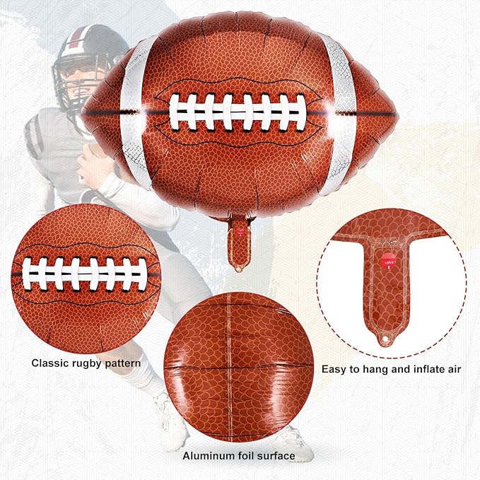 12 Pcs Football Balloons,18 Inch Football Foil Balloons,Football Party Balloon Sports Mylar Balloon Footballs Birthday Decorations for Footballs Party Sports Theme Party Supplies (Football)