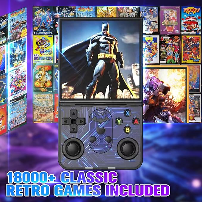 S600 Retro Handheld Game Console - 4.0 Inch IPS Display, 128GB Memory, Over 18,000 Classic Games, 3500mAh Battery, Perfect for Retro Gaming Addicts and Portable Fun, Black