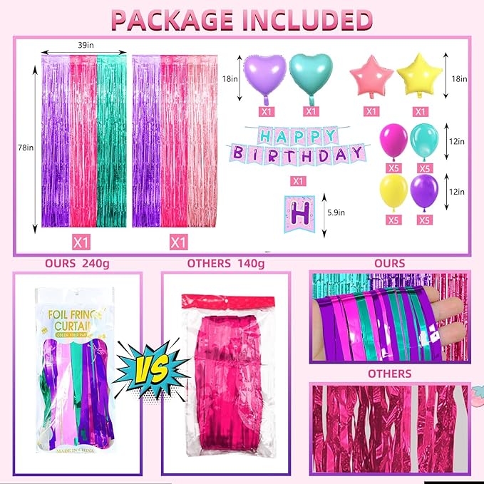 Cute Dollhouse Birthday Decorations, Including 2 Pack Dollhouse Party Streamers, 24pcs Doll House Balloons & 1pcs Doll House Birthday Banner for Doll-House Party Photo Backdrop Supplies