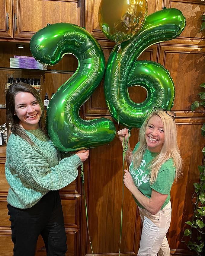 40 Inch Dark Green Number 2 Balloon, Giant 2 Number Balloons for 2nd Birthday Decorations, Party Supplies for Baby Boy Girl, Dark Green Party Decor