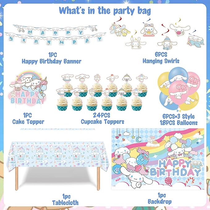 Birthday Party Decorations, Party Supplies Include Banner, Backdrop, latex Balloons, Hanging Swirls, Foil Balloon, Cake Cupcake Toppers, Tablecloth